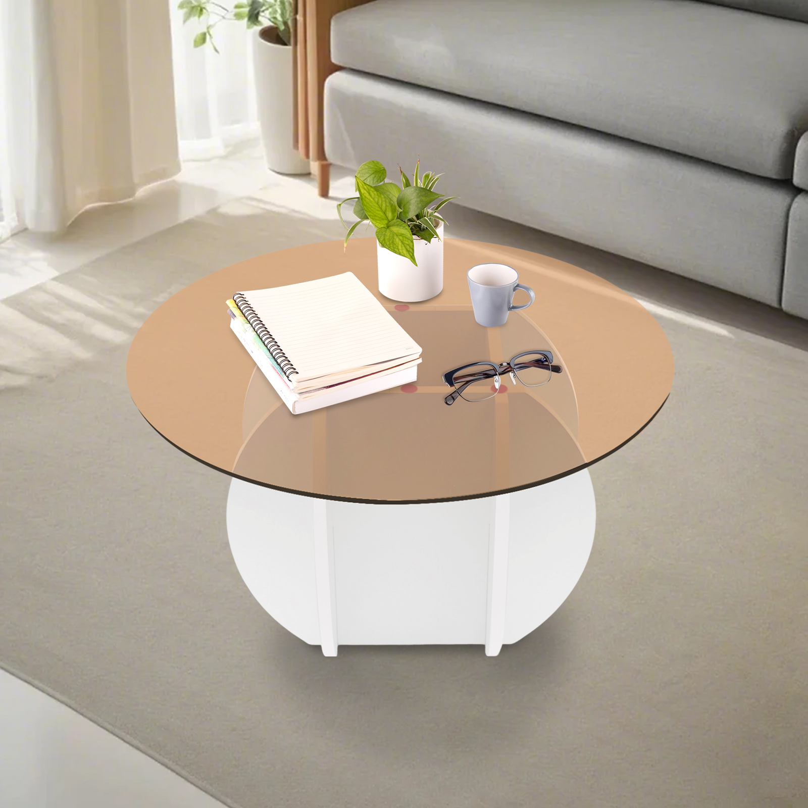 Modern Round Coffee Table 27.6 – Book Weight Glass recenzja i cena