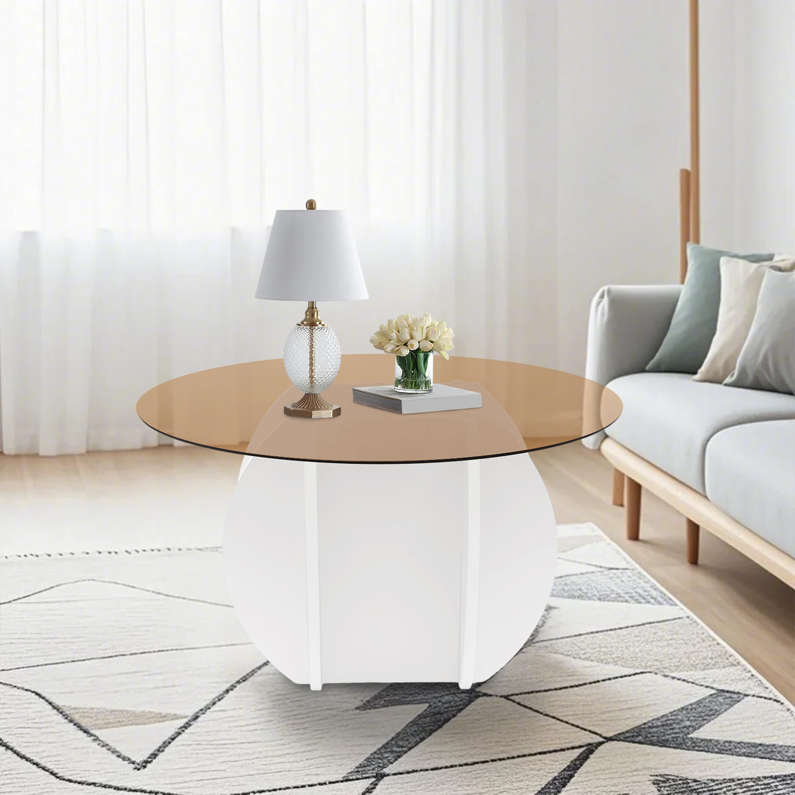 Modern Round Coffee Table 27.6 – Book Weight Glass recenzja i cena