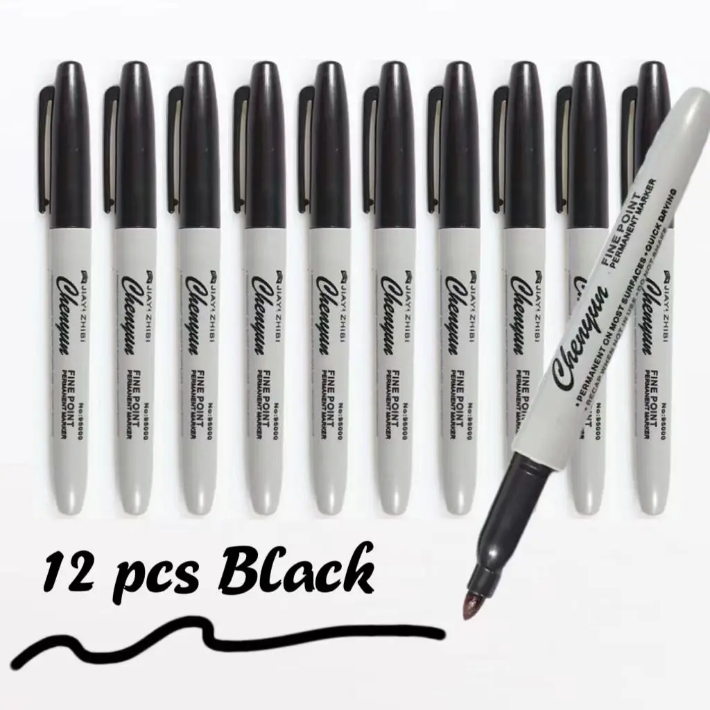 12pcs Black Permanent Marker P – Correction Pen Fine recenzja i cena
