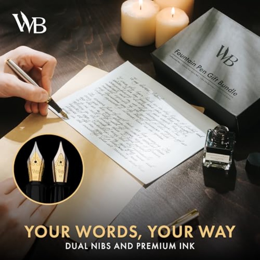 Fountain Pen Set, 18K Gilded M – Fountain Pen Bottled Ink recenzja i cena