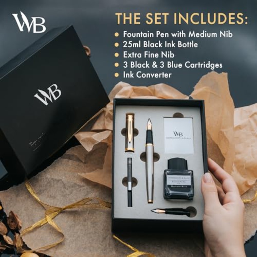 Fountain Pen Set, 18K Gilded M – Fountain Pen Bottled Ink recenzja i cena
